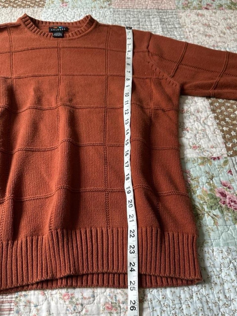 Alexander Julian orange cotton sweater with grid pattern - Picture 4 of 7